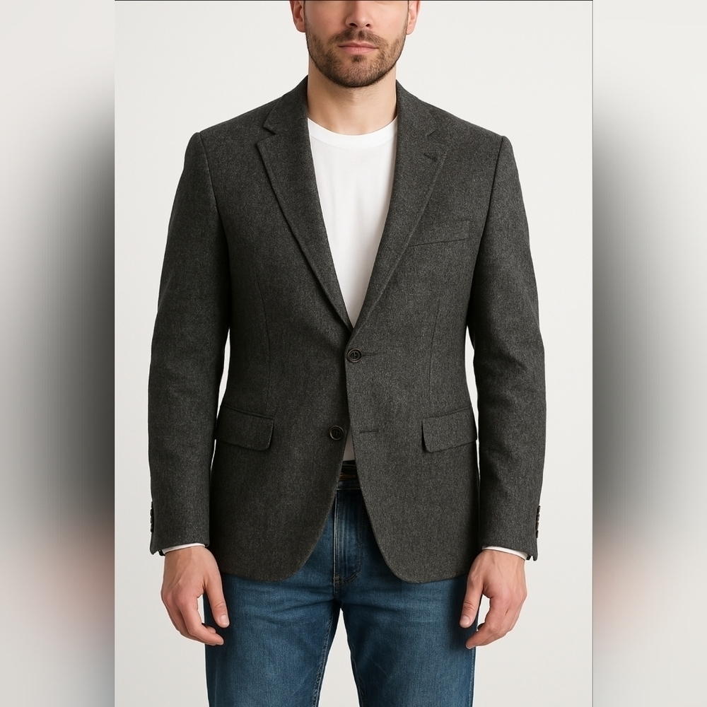 Tommy Hilfiger Two Button Blazer Sport Coat Herringbone Charcoal Men's Size 38 S